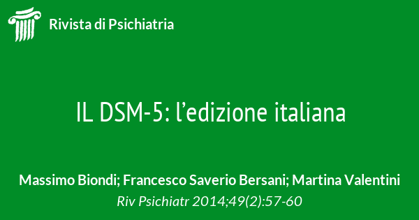 IL DSM-5: l'edizione italiana